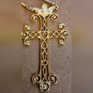 Sarah Coventry 1977 Gold Cross Necklace Pendant Limited Edition